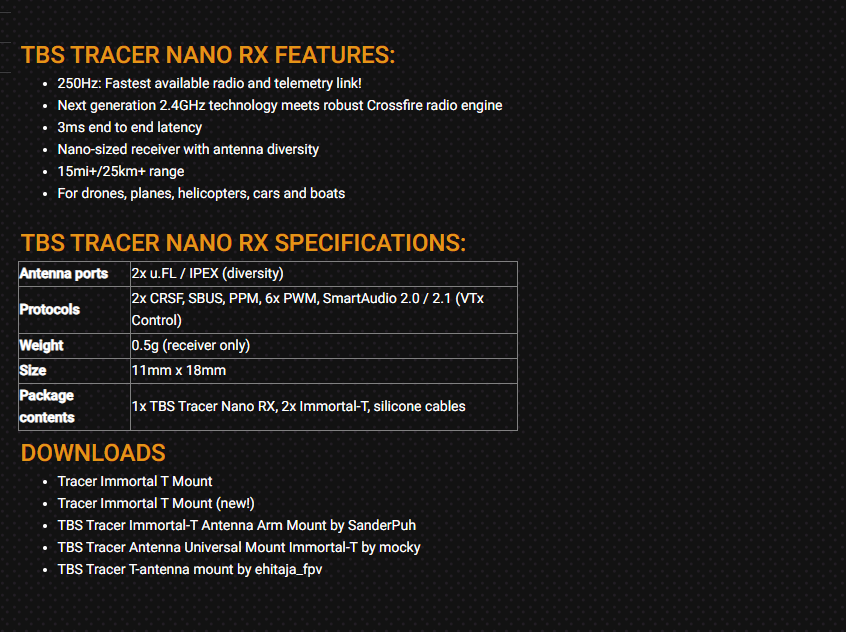 2026 TBS TRACER NANO RX - Rice - Tbs Fpv Tracer recensione e prezzo